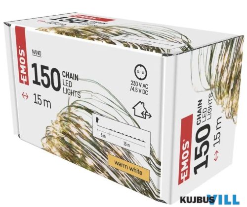 D3AW05 KARI FÉNYF NANO 15M 150LED IP44 ZÖLD VEZ IDŐZ MF KIFUTÓ