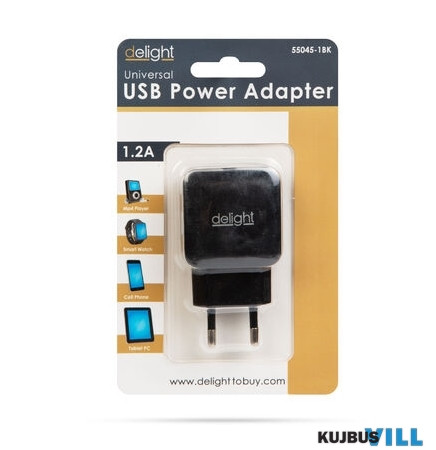 USB Hálózati adapter 1USB fekete - 55045-1BK