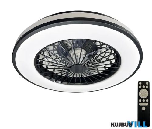 Ventilátoros LED mennyezeti lámpa 48W, opál, távir., fekete/fehér, IP44 - LCL6346