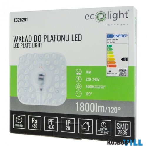 Ecolight LED 18W modul mennyezeti lámpához 4000K IP20 220-240V AC 120° - EC20291