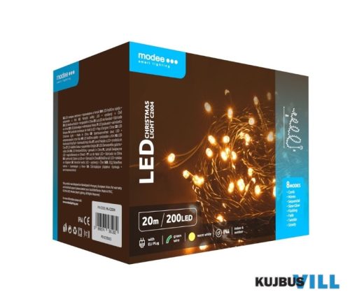 Modee Karácsonyi LED füzér adapteres (200LED/20m) warm IP44 - ML-C2004