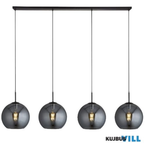 ALADDIN 1024-4SM Amsterdam 4Lt Pendant - Black Metal > Smoked Glass