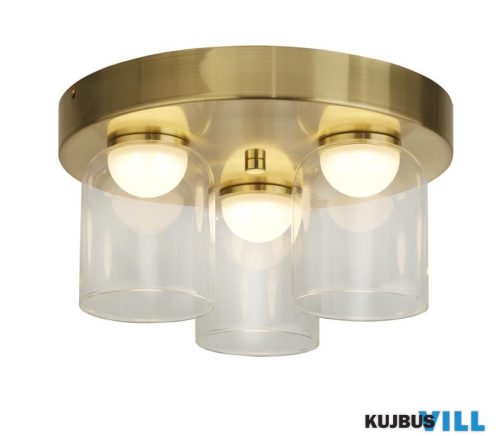 ALADDIN 23083-3SB Highball LED 3Lt Flush , Satin Brass > Clear Glass IP44