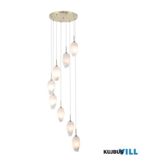 ALADDIN 23147-8SB Rocky 8Lt Multi Drop Pendant, Satin Brass Metal  > Glass