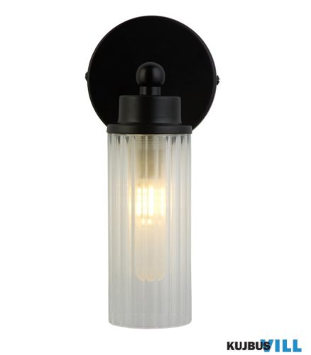 ALADDIN 29981BK Imperial 1Lt Wall Light, Matt Black Metal > Clear Ribbed Gla