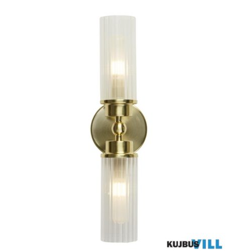 ALADDIN 29982SB Imperial 2Lt Wall Light, Satin Brass Metal > Clear Ribbed Gl