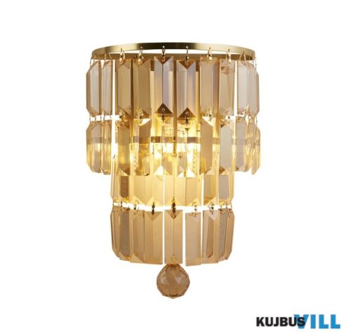 ALADDIN 61321-2SB Empire 2LT Wall Light, Satin Brass Metal > Champagne Crystal