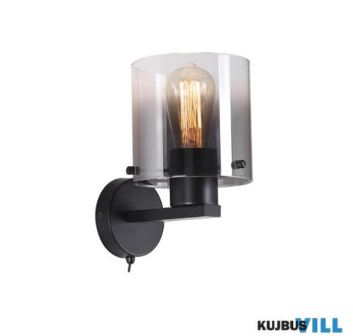 ALADDIN 88912-1BK Sweden 1Lt Wall Light - Matt Black > Smoked Glass