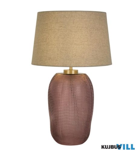 ALADDIN EU44652PI Amethyst 1Lt Table Lamp, Pink Glass with Natural Linen Shade