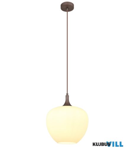 GLOBO 15548H1C Függeszték  fém kávé színű, üveg opál, kábel textil fekete, ø: 290mm, M:1200mm, nem tartozék:  1x E2