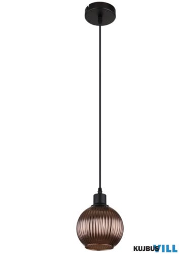 GLOBO 15638B Függeszték fém fekete matt, üveg búra bronz színű, fehér, kábel PVC fekete, ø: 150mm, M: 1200mm, 1x