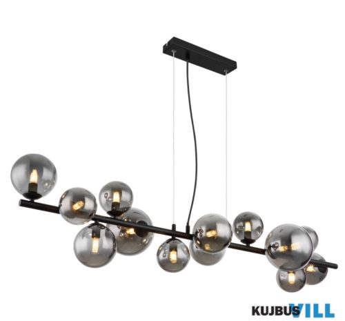 GLOBO 56133-13H Függeszték  fém matt fekete, füstszínű üveg, kábel PVC átlátszó, HxSzxM: 1200x345x1200mm, üveg átmér