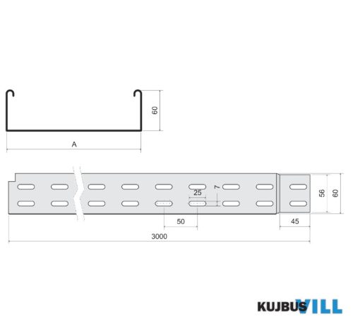 KZI 60X100X0.75 S  Kábeltálca int.végz. -3/12/456m