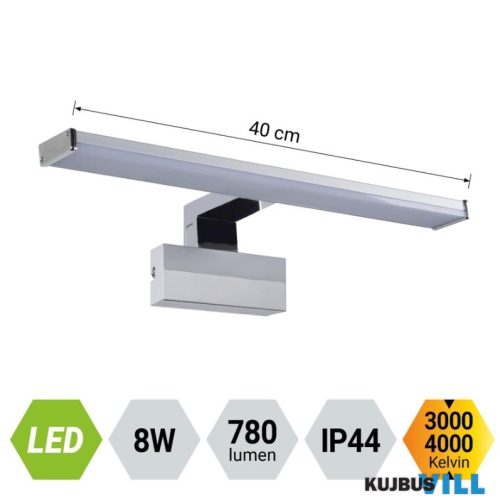 LUXERA 70226 TREMOLO PLUS LED képmegvilágító 8W 4000K 780lm ↔40cm IP44 króm