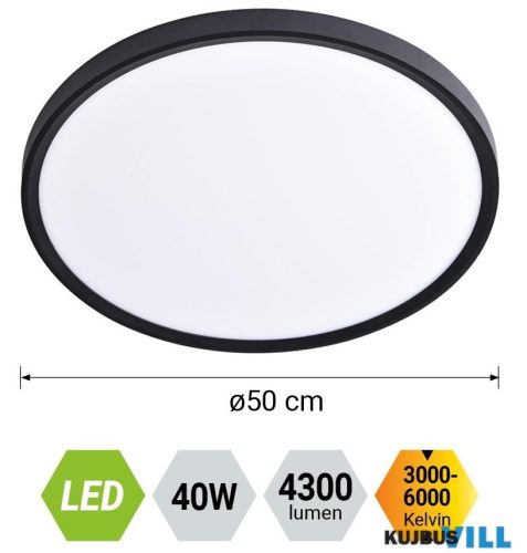 LUXERA 70328 TRIMO LED lámpatest 40W/4300lm Ø50cm CCT 3000-6000K, fekete