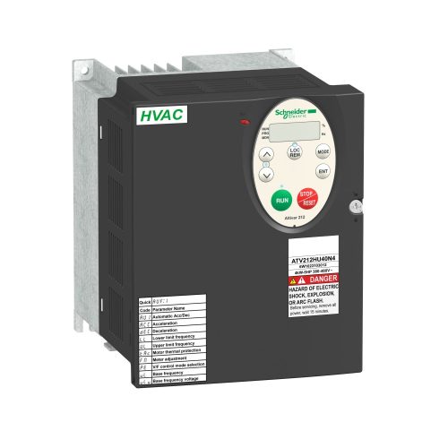 ATV212HU40N4 Altivar ATV212 frekvenciaváltó épületes alkalmazásokra, BACnet, 4kW, 3f, 380…480VAC, IP21, C2 osztályú EMC szűrővel