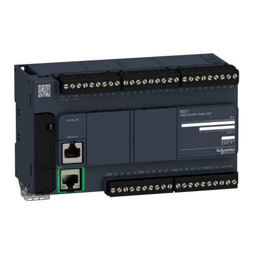 TM221CE40R Modicon M221 gépvezérlő PLC, 40 I/O, relé kimenet, RS232/RS485, Ethernet Modbus TCP/IP 100...230 VAC