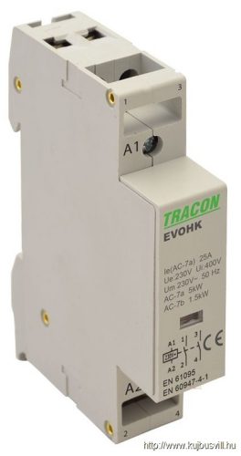 EVOHK2-25 Installációs kontaktor 230V, 50Hz, 1 Mod, 2×NO, AC1/AC7a, 25A,