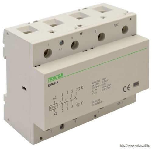 EVOHK4-80 Installációs kontaktor 230V, 50Hz, 4 Mod, 4×NO, AC1/AC7a, 80A,