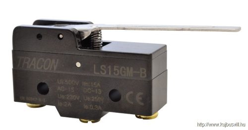 LS15GM-B Helyzetkapcsoló, rugószáras 1xCO, 2A/230V AC-15, 0,3A/250V DC-13, 49mm, IP00