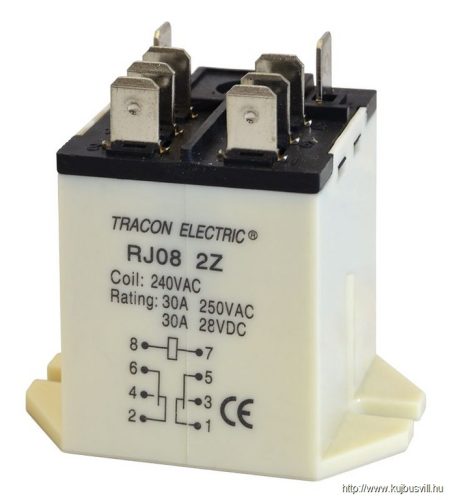 RJ08-240AC Nagyteljesítményű relé 230V AC / 2×CO (30A, 230V AC / 28V DC)