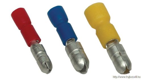 SH4 Szigetelt hengeres csatlakozó dugó, elektrolitréz, sárga 6mm2, (d1=3,5mm, d2=5mm), PVC