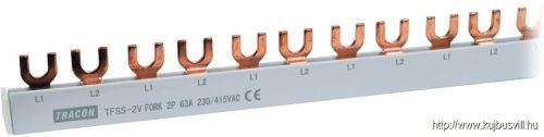 TFSS-2V Soroló sín - villás kivitelű max.63A, 230/400VAC, 2P, 56modul, 1m